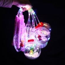 网红娃娃发光灯笼球 三挡开关夜市玩具LED透明手提波波球