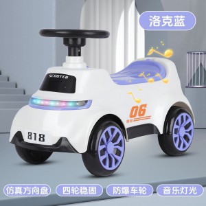 儿童新款四轮滑行车男女孩宝宝可坐防侧翻带音乐灯光静音轮玩具车