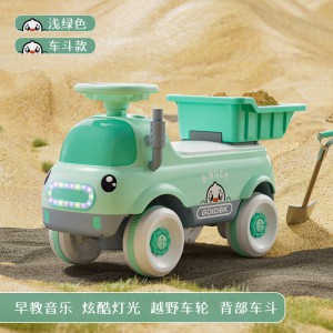 儿童工程车可坐人可骑行电动儿童滑行工程车四轮儿童钩机