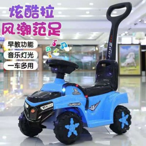 新款带推把宝宝四轮溜溜车 灯光音乐滑行推车 儿童四轮滑行车
