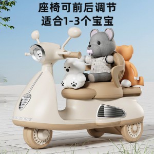 儿童电动摩托车三轮车男女孩宝宝车小孩可坐人充电双人遥控玩具车