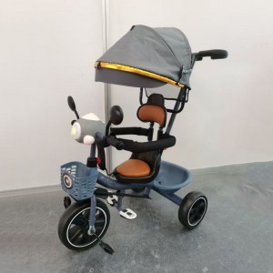 豪华轻便旅行多种功能儿童幼儿三轮车 带防侧翻踏板 头灯三轮车