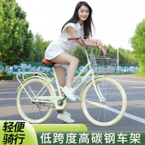 女款自行车女式通勤车成人代步脚踏车学生24寸26寸复古单车