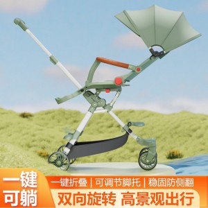 新品溜娃神器双向可坐躺婴儿推车轻便宝宝遛娃高景观折叠源头工厂