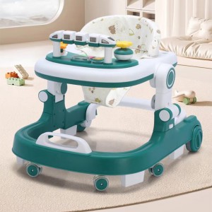 婴儿折叠塑料音乐推动婴儿学步车4合1 带轮子和座椅方盘学步车