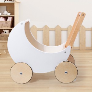 Nordic style children&#039;s stroller, wooden toddler walker, shopping cart, play house storage, small stroller, toy
