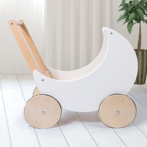 Nordic style children&#039;s stroller, wooden toddler walker, shopping cart, play house storage, small stroller, toy