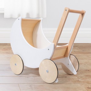 Nordic style children&#039;s stroller, wooden toddler walker, shopping cart, play house storage, small stroller, toy