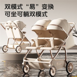 双胞胎婴儿推车可坐可躺婴儿车轻便可折叠高景观双人遛娃神器推车