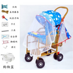 遛娃婴儿推车宝宝仿藤条藤椅折叠可坐可躺夏季竹编小儿手推藤车