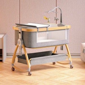 便携式可移动婴儿床可折叠高低调节拼接大床宝宝摇篮床bb床防溢奶