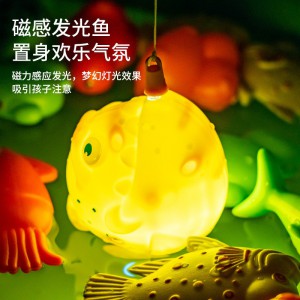 Magnetic fishing toy pool set for children fishing inflatable summer indoor water toys parent-child game fishing pond