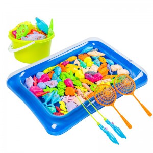 Magnetic fishing toy pool set for children fishing inflatable summer indoor water toys parent-child game fishing pond