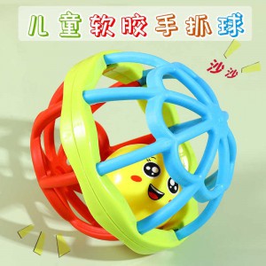 Baby boys and girls early education hand gripping bell fitness soft rubber hand rattle dental glue hand gripping ball baby toy 0-1 year old