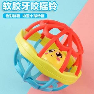 Baby boys and girls early education hand gripping bell fitness soft rubber hand rattle dental glue hand gripping ball baby toy 0-1 year old