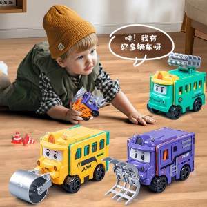 反转变形小汽车男孩工程翻翻车回力卡通玩具车儿童小玩具
