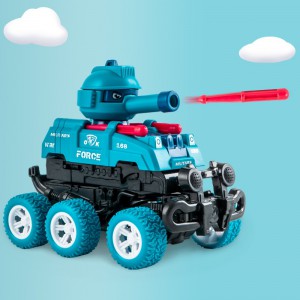 儿童玩具透明齿轮坦克可发射发光特技惯性四驱越野车批发摆摊夜市