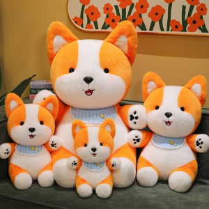 新款创意柴犬公仔围巾狗狗玩偶床上睡觉安抚抱枕夜市套圈公仔