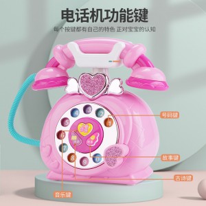 新款仿真拨号早教机卡通复古声光电话座机女孩礼物幼儿园益智玩具