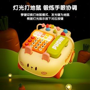 儿童多种功能仿真电话机座机宝宝趣味早教音乐故事打地鼠电话车玩具