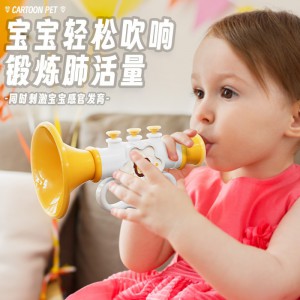 Baby horn toy can blow baby trumpet whistle toy cartoon lanyard blowing instrument toy