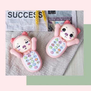 Early childhood education children&#039;s cartoon face-changing piggy simulation mobile phone can bite music story telephone educational toys