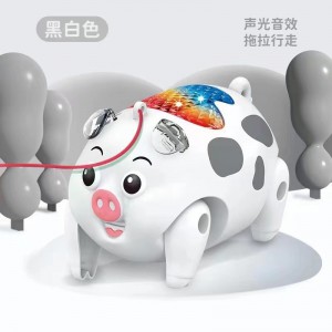 电动牵绳小猪爆款小孩夜市发光玩具地摊儿童玩具男孩女孩
