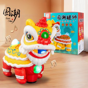 男女宝宝抬头学爬声光舞狮儿童礼物万向电动醒狮小孩玩具摆摊