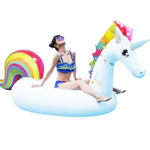 现货直供大小号充气独角兽浮排坐骑PVC水上戏水玩具成人浮床游泳