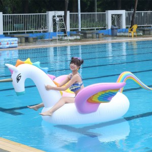 现货直供大小号充气独角兽浮排坐骑PVC水上戏水玩具成人浮床游泳