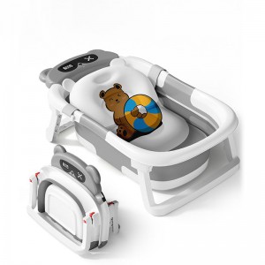 Baby bath tub, three-folding smart thermostatic newborn bath tub, household bath tub for sitting and lying babies