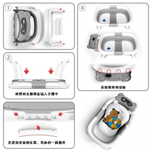 Baby bath tub, three-folding smart thermostatic newborn bath tub, household bath tub for sitting and lying babies