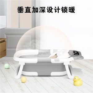 Baby bath tub, three-folding smart thermostatic newborn bath tub, household bath tub for sitting and lying babies
