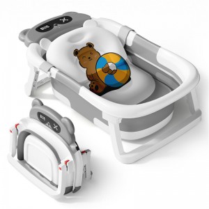 Baby bath tub, three-folding smart thermostatic newborn bath tub, household bath tub for sitting and lying babies