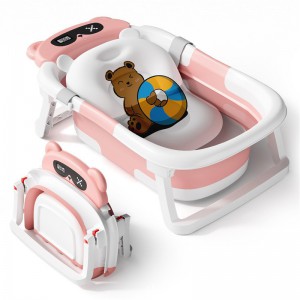 Baby bath tub, three-folding smart thermostatic newborn bath tub, household bath tub for sitting and lying babies