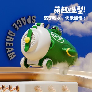 新款高颜值儿童飞机型塑料杯可饮可玩带吸管杯户外便携背带式水杯