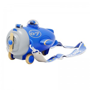 新款高颜值儿童飞机型塑料杯可饮可玩带吸管杯户外便携背带式水杯