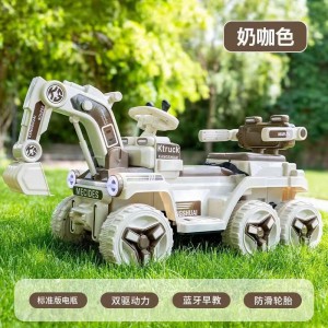 儿童六轮汽车挖掘机玩具车可坐人男孩电动挖土机加大号工程车勾机