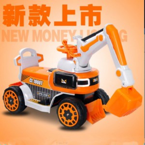 儿童电动挖掘机玩具车可坐可骑大号音乐男孩挖土机学步滑行工程车