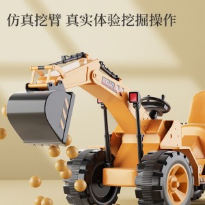 Larger electric excavator remote control toy for kids can ride on four wheels of an excavator construction vehicle
