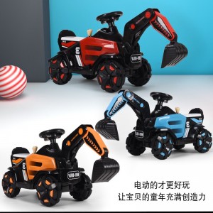儿童电动车可坐人男女宝宝四轮挖掘机小孩自驾滑行车电动挖土机