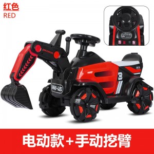 儿童电动车可坐人男女宝宝四轮挖掘机小孩自驾滑行车电动挖土机