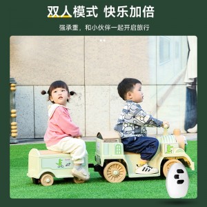 儿童复古电动汽车小火车玩具可储物电瓶车四轮可坐人充电遥控童车