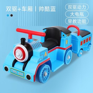 儿童复古电动汽车小火车玩具可储物电瓶车四轮可坐人充电遥控童车