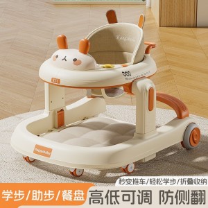 婴儿学步车防型腿防侧翻6-18个月宝宝音乐可坐可推助步学行车