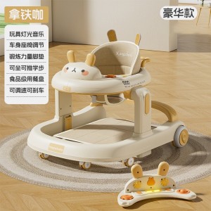 婴儿学步车防型腿防侧翻6-18个月宝宝音乐可坐可推助步学行车