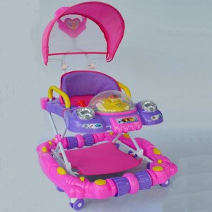学步儿童彩色高品质塑料婴儿学步车带音乐带蓬学步车
