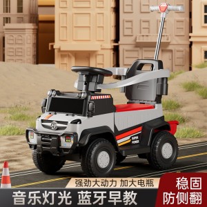 Children&#039;s electric car four-wheel remote control toy car can seat men, women, children, and babies push the stroller