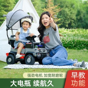 Children&#039;s electric car four-wheel remote control toy car can seat men, women, children, and babies push the stroller