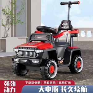 Children&#039;s electric car with fence, can be used as a stroller, dual-use, four-wheel charging, multi-function beach bike, can ride on a human toy car